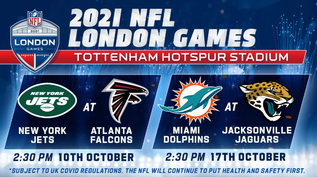 2021 NFL London games: Falcons face the Jets and Jaguars host the Dolphins