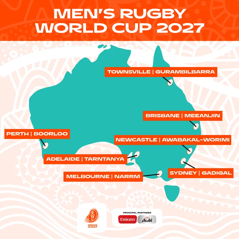 Rugby World Cup 2027 in Australia will have seven host cities